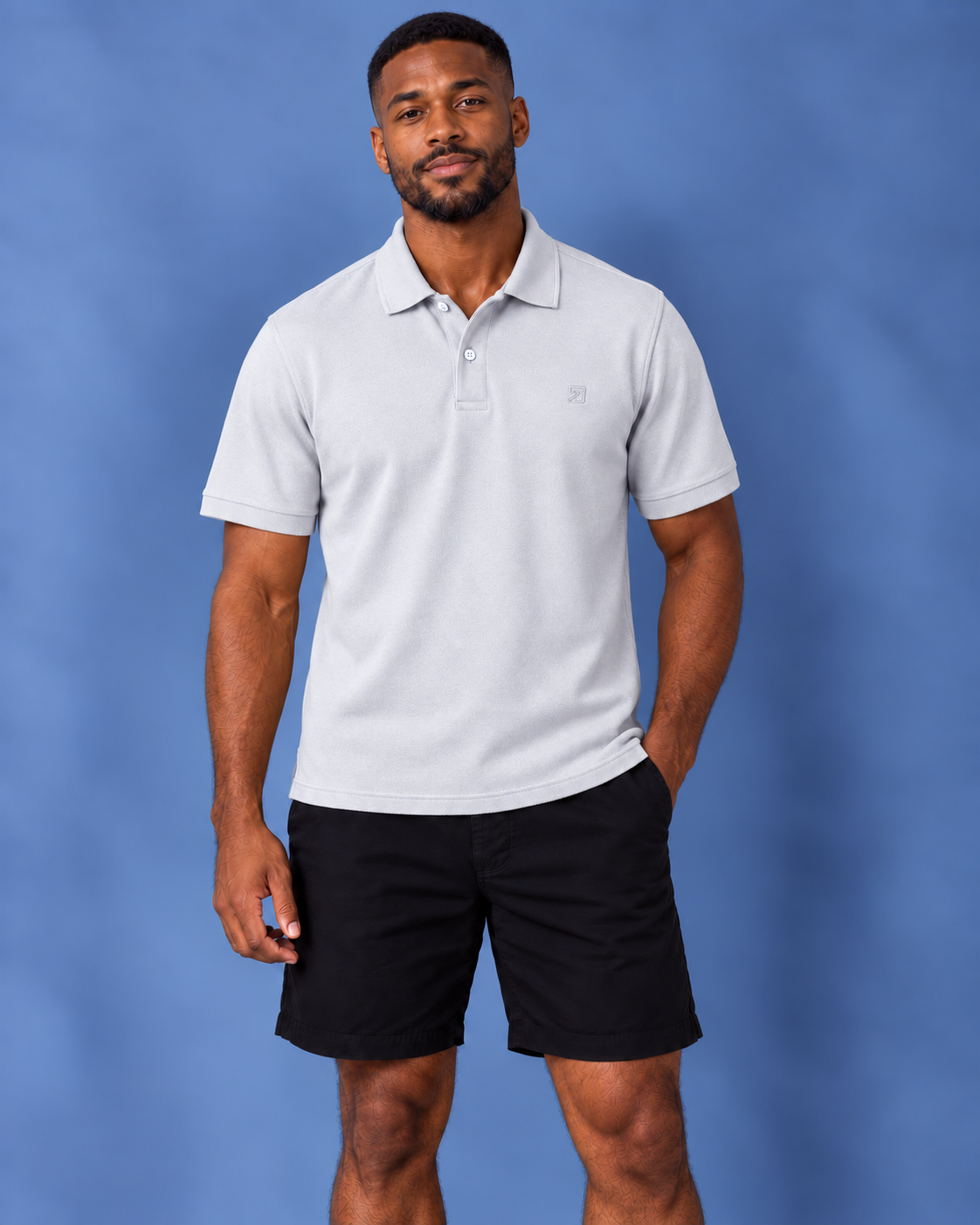Polo masculina de algodão egípcio Villefranche branca, vista de frente